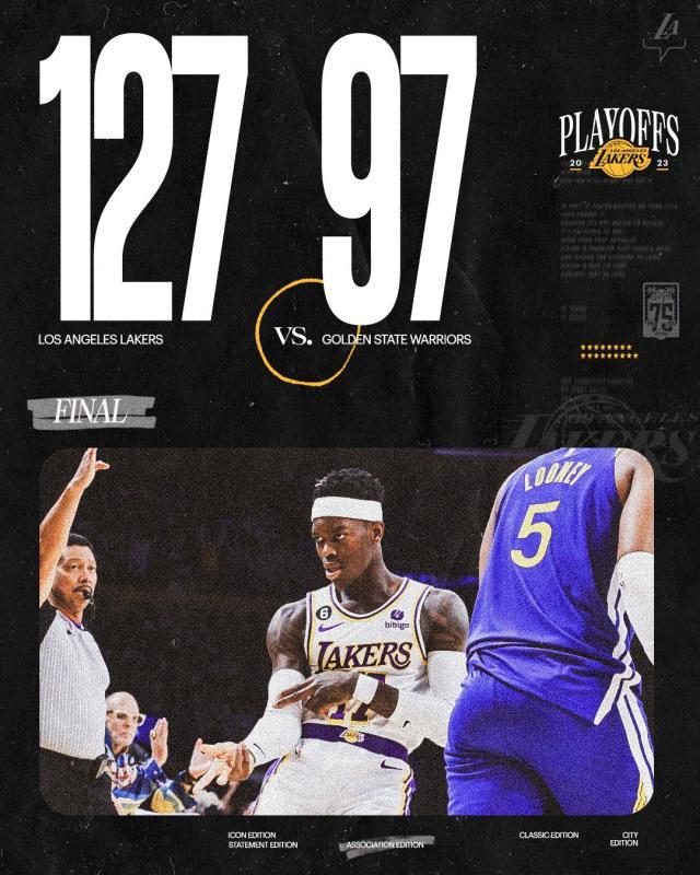 开云体育-从输27分到赢30分！湖人主场打崩勇士 系列赛2比1